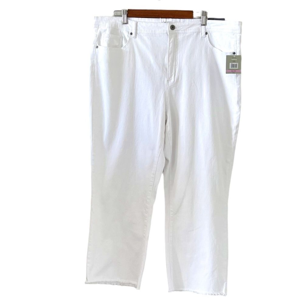 John Mark NEW White Raw Hem Ankle Jeans Size 22W